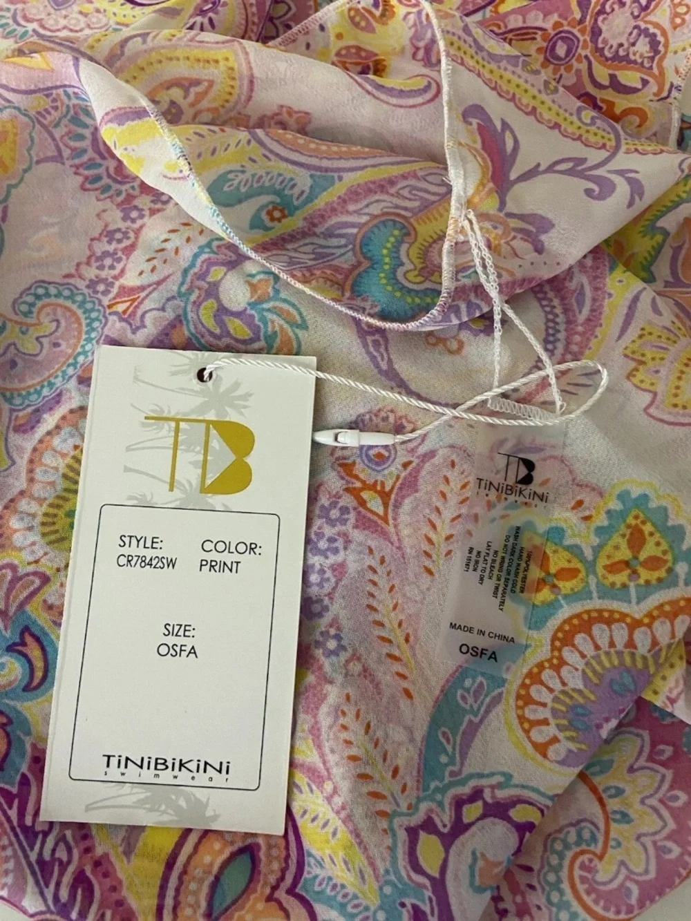 TiniBikini Pastel Paisley Print Beach Cover-Up — Pink, Lavender & Aqua